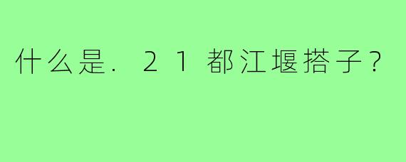 什么是.21都江堰搭子？