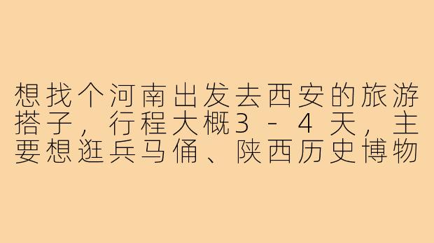 想找个河南出发去西安的旅游搭子，行程大概3-4天，主要想逛兵马俑、陕西历史博物馆、回民街这些经典景点，希望搭子性格随和，能一起规划分摊费用，有同行的吗？-河南去西安旅游搭子