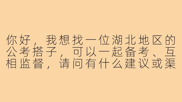 你好，我想找一位湖北地区的公考搭子，可以一起备考、互相监督，请问有什么建议或渠道吗？