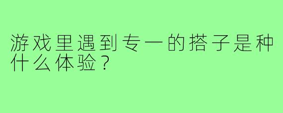 游戏里遇到专一的搭子是种什么体验？