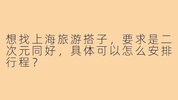 想找上海旅游搭子，要求是二次元同好，具体可以怎么安排行程？