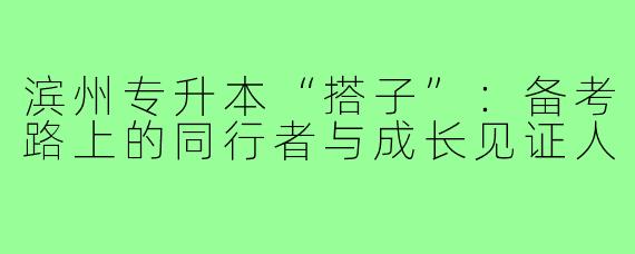 滨州专升本“搭子”：备考路上的同行者与成长见证人