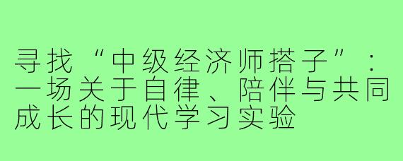 寻找“中级经济师搭子”：一场关于自律、陪伴与共同成长的现代学习实验