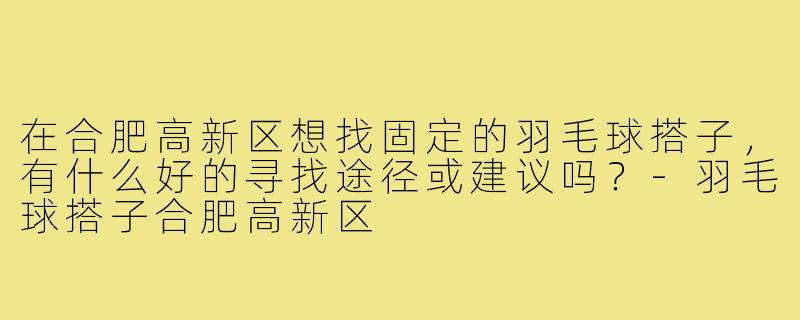 在合肥高新区想找固定的羽毛球搭子，有什么好的寻找途径或建议吗？-羽毛球搭子合肥高新区