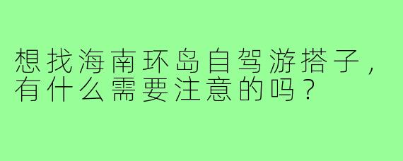 想找海南环岛自驾游搭子，有什么需要注意的吗？