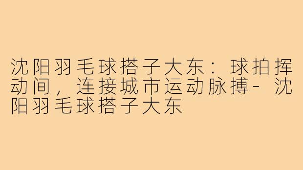 沈阳羽毛球搭子大东：球拍挥动间，连接城市运动脉搏-沈阳羽毛球搭子大东