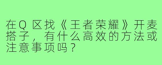 在Q区找《王者荣耀》开麦搭子，有什么高效的方法或注意事项吗？