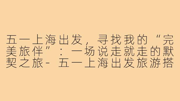 五一上海出发,寻找我的“完美旅伴”:一场说走就走的默契之旅-五一上海出发旅游搭子