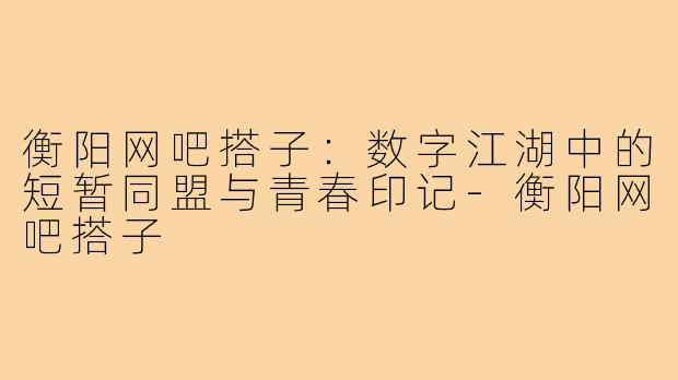 衡阳网吧搭子：数字江湖中的短暂同盟与青春印记-衡阳网吧搭子