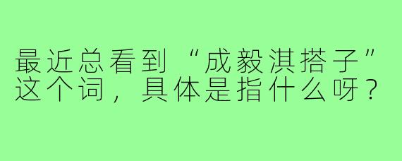 最近总看到“成毅淇搭子”这个词，具体是指什么呀？