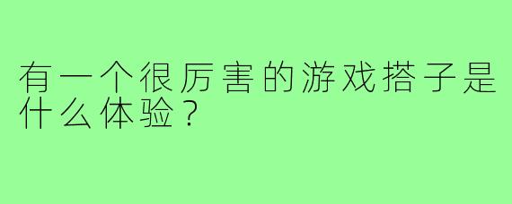 有一个很厉害的游戏搭子是什么体验？