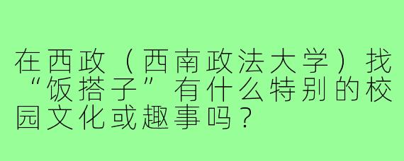 在西政（西南政法大学）找“饭搭子”有什么特别的校园文化或趣事吗？