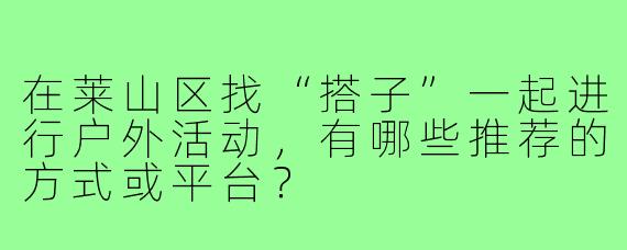 在莱山区找“搭子”一起进行户外活动,有哪些推荐的方式或平台?