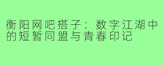 衡阳网吧搭子：数字江湖中的短暂同盟与青春印记
