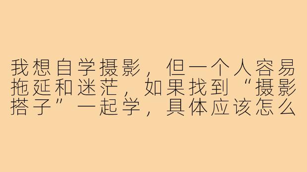 我想自学摄影，但一个人容易拖延和迷茫，如果找到“摄影搭子”一起学，具体应该怎么开始和进行呢？