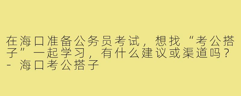 在海口准备公务员考试，想找“考公搭子”一起学习，有什么建议或渠道吗？-海口考公搭子