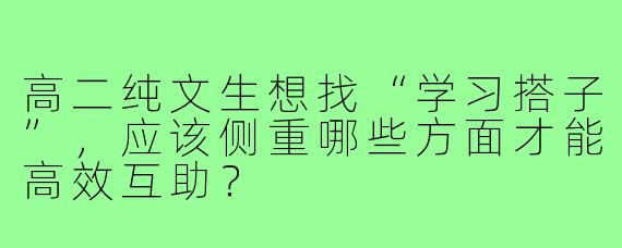 高二纯文生想找“学习搭子”，应该侧重哪些方面才能高效互助？