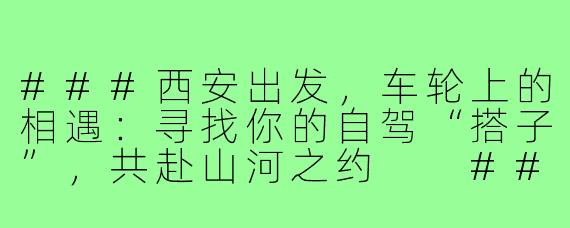 ###西安出发，车轮上的相遇：寻找你的自驾“搭子”，共赴山河之约

###