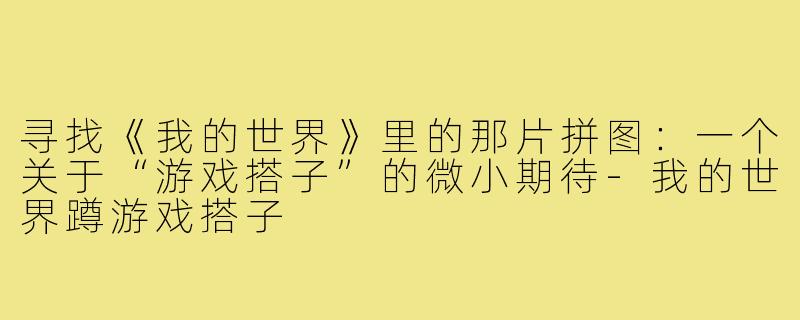 寻找《我的世界》里的那片拼图：一个关于“游戏搭子”的微小期待-我的世界蹲游戏搭子