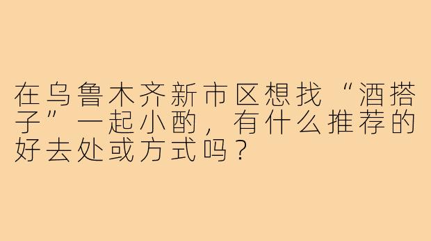 在乌鲁木齐新市区想找“酒搭子”一起小酌,有什么推荐的好去处或方式吗?