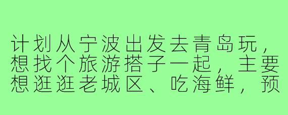 计划从宁波出发去青岛玩，想找个旅游搭子一起，主要想逛逛老城区、吃海鲜，预算适中，时间大概4天左右，有没有同样计划的朋友？或者对青岛旅行有什么建议吗？