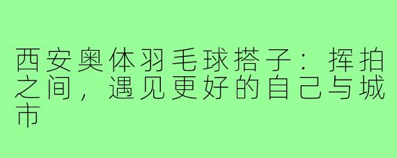 西安奥体羽毛球搭子：挥拍之间，遇见更好的自己与城市