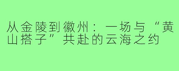 从金陵到徽州:一场与“黄山搭子”共赴的云海之约
