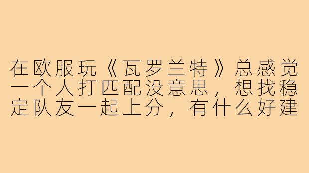 在欧服玩《瓦罗兰特》总感觉一个人打匹配没意思,想找稳定队友一起上分,有什么好建议吗?-瓦罗兰特欧服搭子