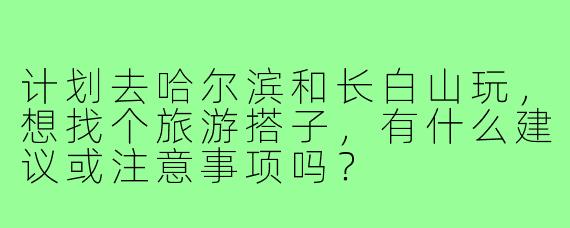 计划去哈尔滨和长白山玩，想找个旅游搭子，有什么建议或注意事项吗？