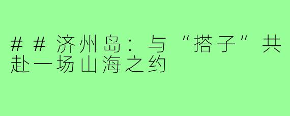 ##济州岛：与“搭子”共赴一场山海之约
