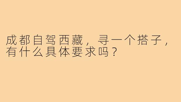 成都自驾西藏,寻一个搭子,有什么具体要求吗?