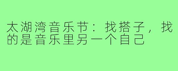 太湖湾音乐节:找搭子,找的是音乐里另一个自己