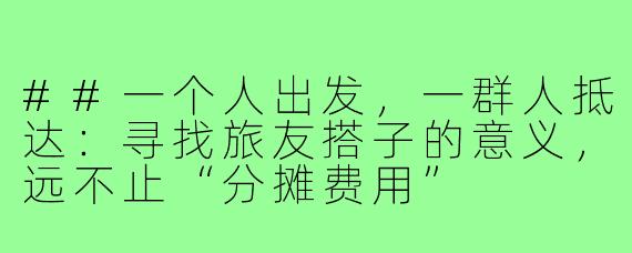 ##一个人出发，一群人抵达：寻找旅友搭子的意义，远不止“分摊费用”