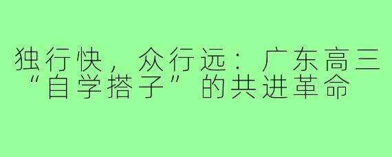 独行快,众行远:广东高三“自学搭子”的共进革命