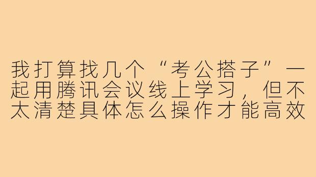 我打算找几个“考公搭子”一起用腾讯会议线上学习，但不太清楚具体怎么操作才能高效利用这个工具，你能给些建议吗？