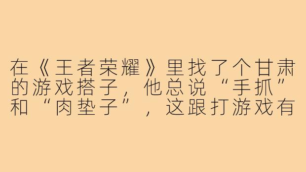 在《王者荣耀》里找了个甘肃的游戏搭子，他总说“手抓”和“肉垫子”，这跟打游戏有什么关系？-王者游戏搭子甘肃
