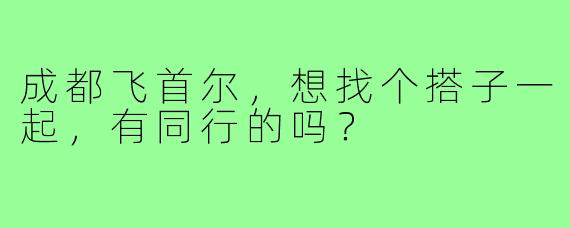 成都飞首尔,想找个搭子一起,有同行的吗?