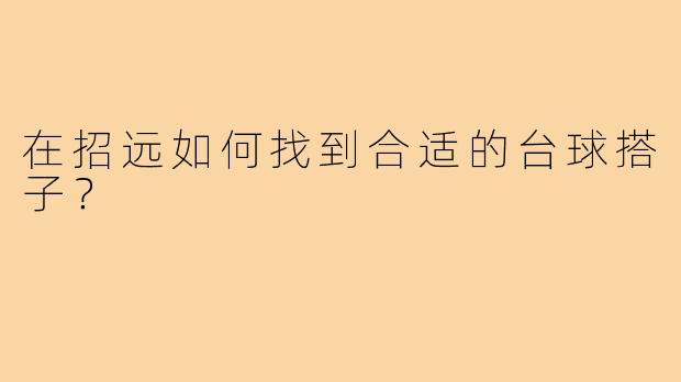 在招远如何找到合适的台球搭子？