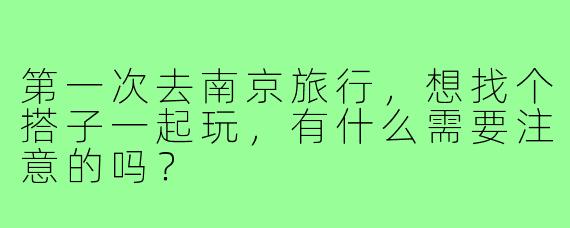 第一次去南京旅行,想找个搭子一起玩,有什么需要注意的吗?