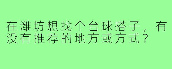 在潍坊想找个台球搭子，有没有推荐的地方或方式？