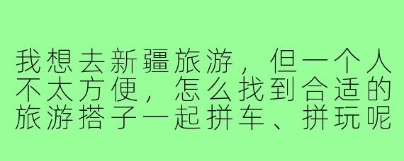 我想去新疆旅游，但一个人不太方便，怎么找到合适的旅游搭子一起拼车、拼玩呢？