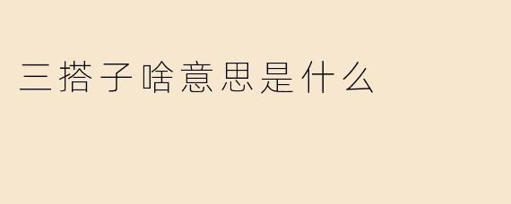 三搭子啥意思是什么