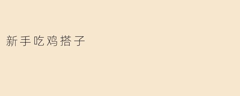 新手吃鸡搭子
