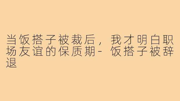 当饭搭子被裁后，我才明白职场友谊的保质期-饭搭子被辞退