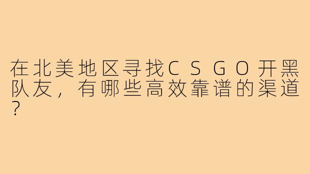 在北美地区寻找CSGO开黑队友，有哪些高效靠谱的渠道？