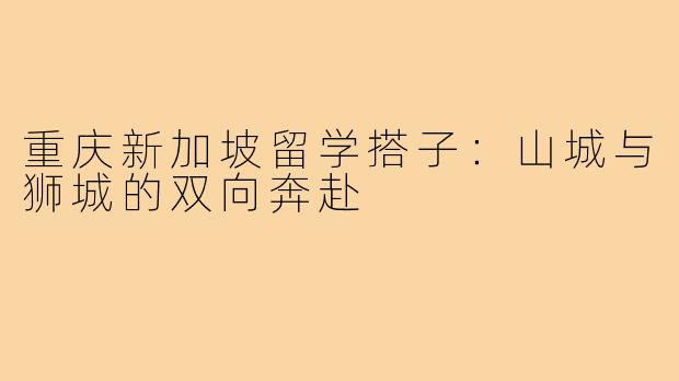 重庆新加坡留学搭子：山城与狮城的双向奔赴