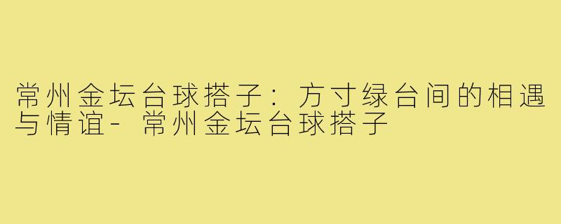 常州金坛台球搭子：方寸绿台间的相遇与情谊-常州金坛台球搭子
