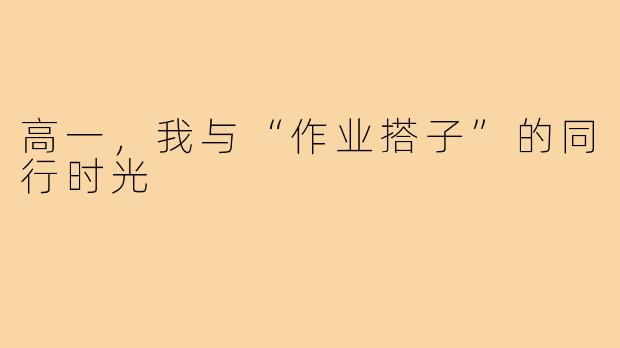 高一，我与“作业搭子”的同行时光