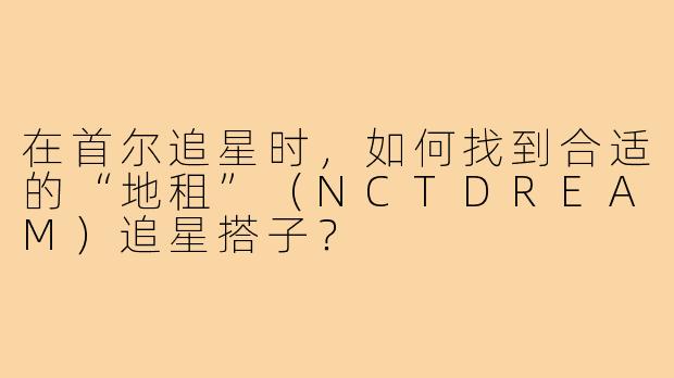 在首尔追星时,如何找到合适的“地租”(NCTDREAM)追星搭子?