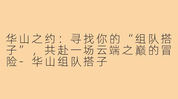 华山之约:寻找你的“组队搭子”,共赴一场云端之巅的冒险-华山组队搭子
